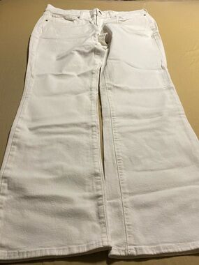 Lucky Brand White Mid Rise Wide-Leg Jeans